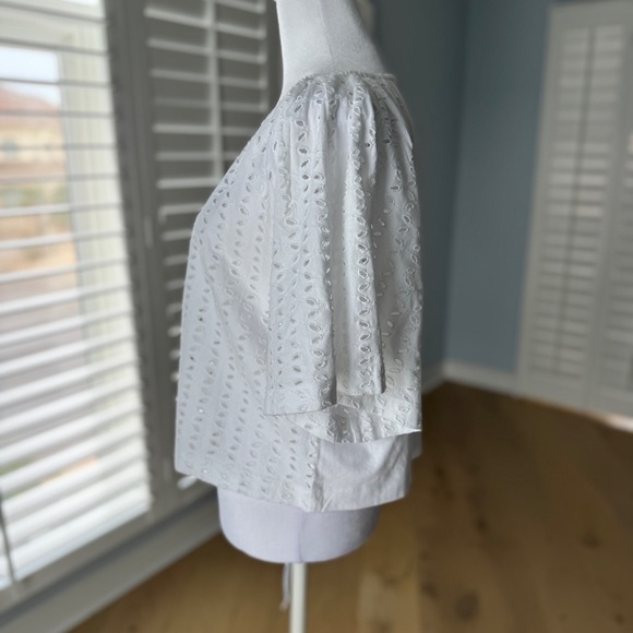 LOFT NWT White Eyelet Short Sleeve Blouse - Picture 3 of 6